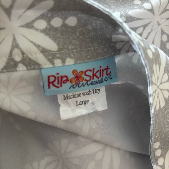 RipSkirt Hawaii Boho Lei light gray and white wrap travel skirt 19” length 2 Lrg - Picture 4 of 4